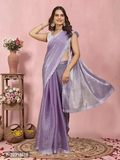 Trendy Organza Self Designed Saree With Blouse Piece