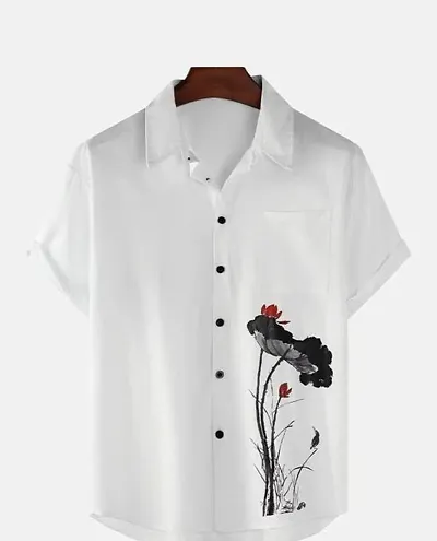 Elegant Lycra Printed Short Sleeves Casual Shirts For Men