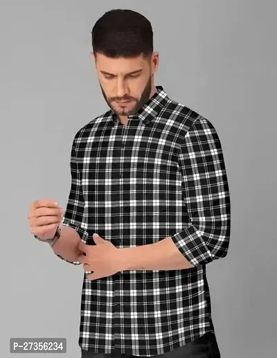 Elegant Cotton Checked Long Sleeves Casual Shirts For Men-thumb0