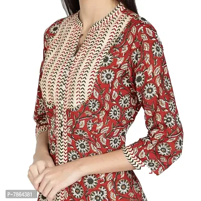 Gianna Women's Cotton Printed Straight Kurta  Palazzo Set- Maroon-thumb5