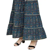 GIANNA Women's Cotton Printed Straight Kurta  Sharara Set- Blue-thumb4