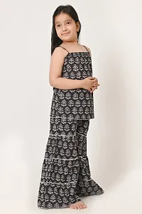 Trendy Cotton Block Printed Sleeveless Sharara Set For Kids and Girl-thumb2