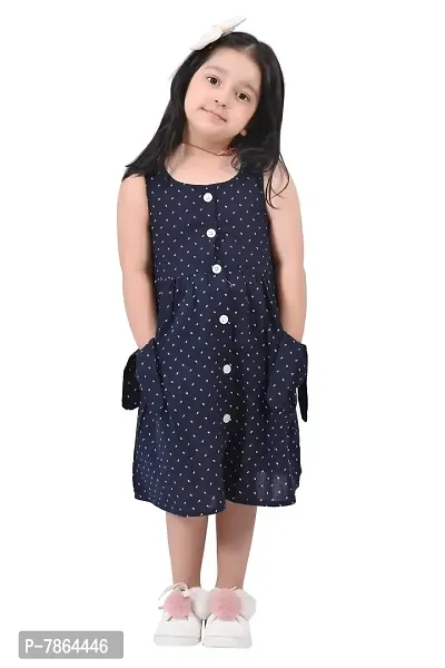 GIANNA Kids Cotton Printed Frock Black (2-3 Years, Navy Blue)