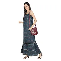 GIANNA Women's Cotton Printed Straight Kurta  Sharara Set- Blue-thumb2