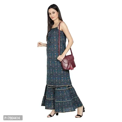 GIANNA Women's Cotton Printed Straight Kurta  Sharara Set- Blue-thumb3