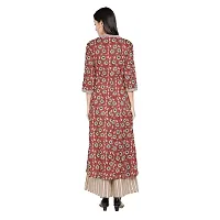 Gianna Women's Cotton Printed Straight Kurta  Palazzo Set- Maroon-thumb1