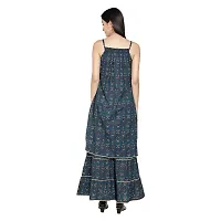 GIANNA Women's Cotton Printed Straight Kurta  Sharara Set- Blue-thumb1