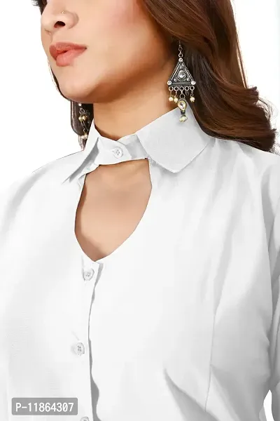 Classic Cotton Blend Solid Shirt for Women-thumb3