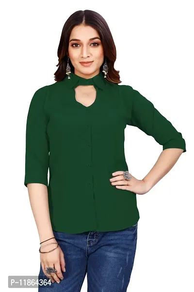 Classic Cotton Blend Solid Shirt for Women