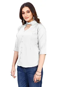 Classic Cotton Blend Solid Shirt for Women-thumb3