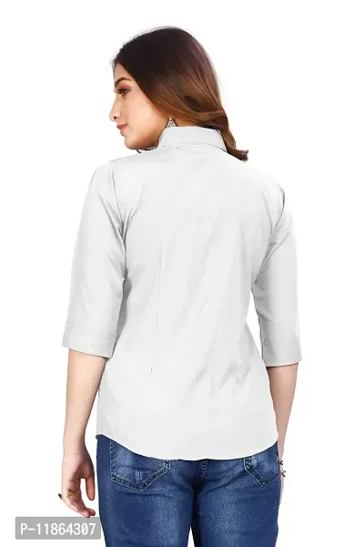 Classic Cotton Blend Solid Shirt for Women-thumb2