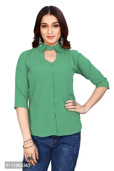 Classic Cotton Blend Solid Shirt for Women