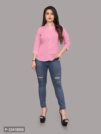 Women Regular Solid Curved Collar Formal Shirt-thumb0