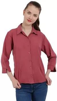 Women Regular Solid Curved Collar Formal Shirt-thumb1