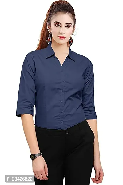 Women Regular Solid Curved Collar Formal Shirt