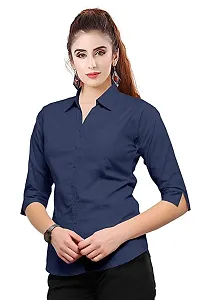 Women Regular Solid Curved Collar Formal Shirt-thumb1