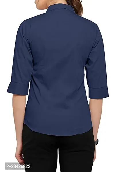 Women Regular Solid Curved Collar Formal Shirt-thumb3