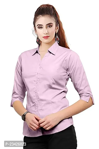 Women Regular Solid Curved Collar Formal Shirt-thumb0