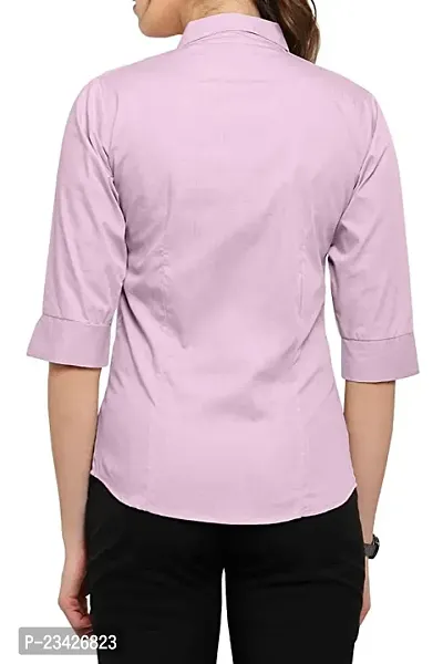 Women Regular Solid Curved Collar Formal Shirt-thumb2