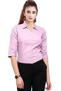 Women Regular Solid Curved Collar Formal Shirt-thumb2