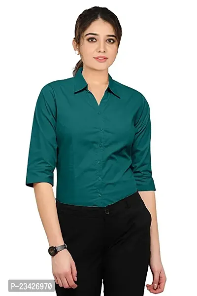 Women Regular Solid Curved Collar Formal Shirt