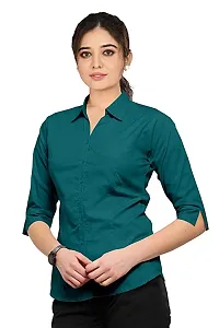 Women Regular Solid Curved Collar Formal Shirt-thumb1