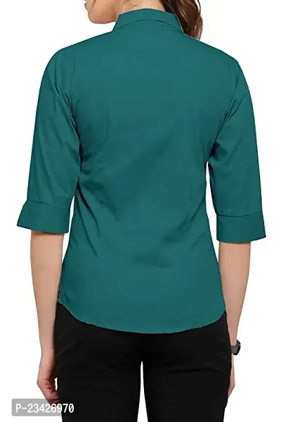 Women Regular Solid Curved Collar Formal Shirt-thumb3