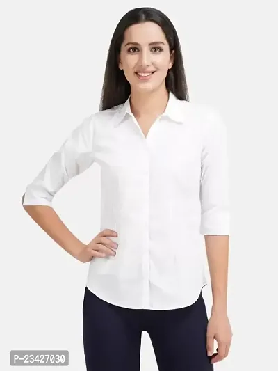 Women Regular Solid Curved Collar Formal Shirt