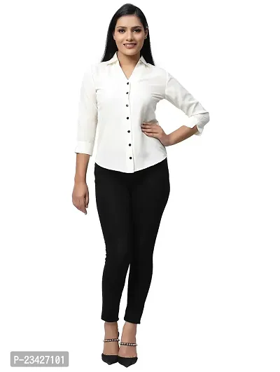 Women Regular Solid Curved Collar Formal Shirt