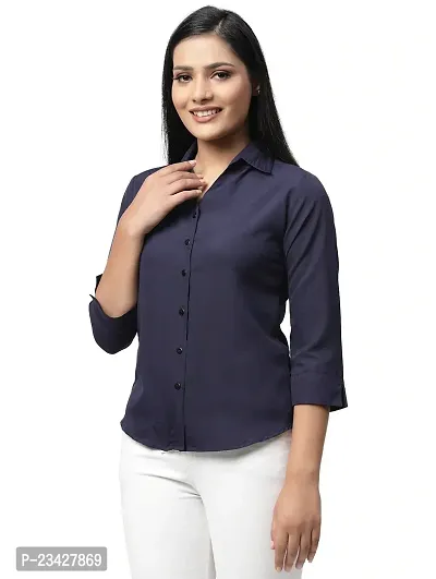 Women Regular Solid Curved Collar Formal Shirt