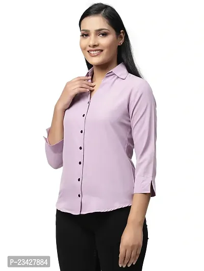 Women Regular Solid Curved Collar Formal Shirt