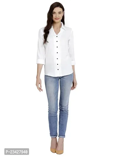 Women Regular Solid Curved Collar Formal Shirt-thumb2