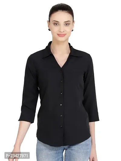 Women Regular Solid Curved Collar Formal Shirt