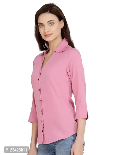 Women Regular Solid Curved Collar Formal Shirt