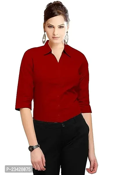 Women Regular Solid Curved Collar Formal Shirt