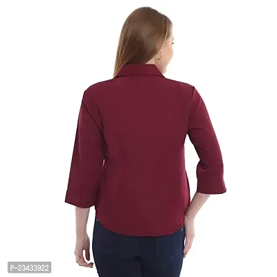 Women Regular Solid Curved Collar Formal Shirt-thumb2