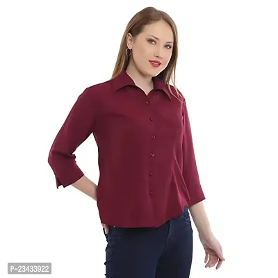 Women Regular Solid Curved Collar Formal Shirt-thumb3