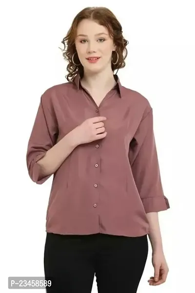 Women Regular Solid Curved Collar Formal Shirt