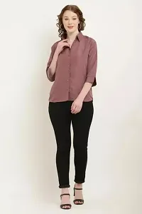 Women Regular Solid Curved Collar Formal Shirt-thumb3