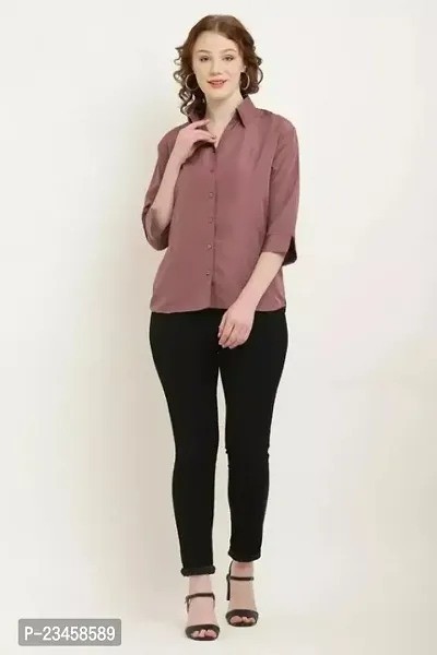 Women Regular Solid Curved Collar Formal Shirt-thumb4