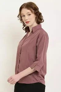 Women Regular Solid Curved Collar Formal Shirt-thumb1