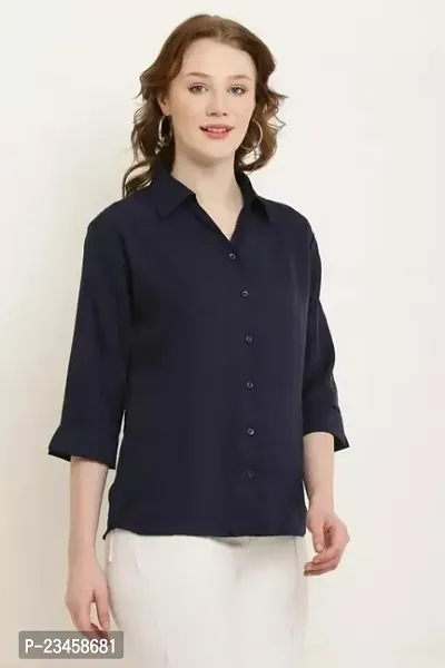 Women Regular Solid Curved Collar Formal Shirt