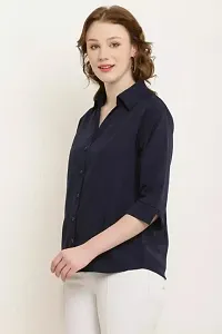 Women Regular Solid Curved Collar Formal Shirt-thumb1