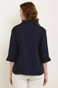 Women Regular Solid Curved Collar Formal Shirt-thumb2