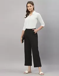 Women Regular Solid Curved Collar Formal Shirt-thumb2