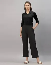 Women Regular Solid Curved Collar Formal Shirt-thumb3