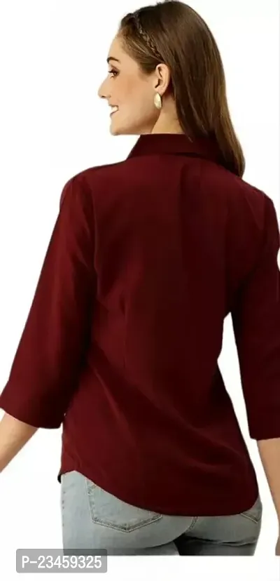 Women Regular Solid Curved Collar Formal Shirt-thumb3