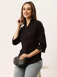 Women Regular Solid Curved Collar Formal Shirt-thumb1