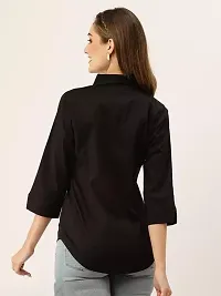 Women Regular Solid Curved Collar Formal Shirt-thumb2