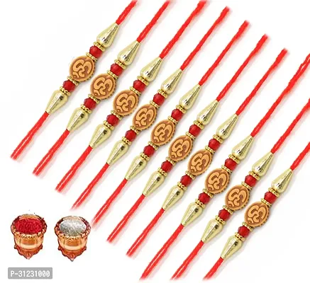 Designer Rakhi Set Pack of 10 Multicolor Designer Rakhi with Roli and Chawal